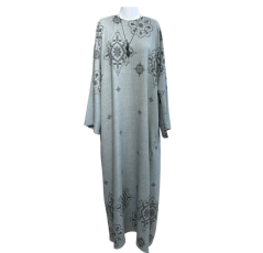 Robe Longue Femmes avec Motifs Gris – Bahdja Boutique