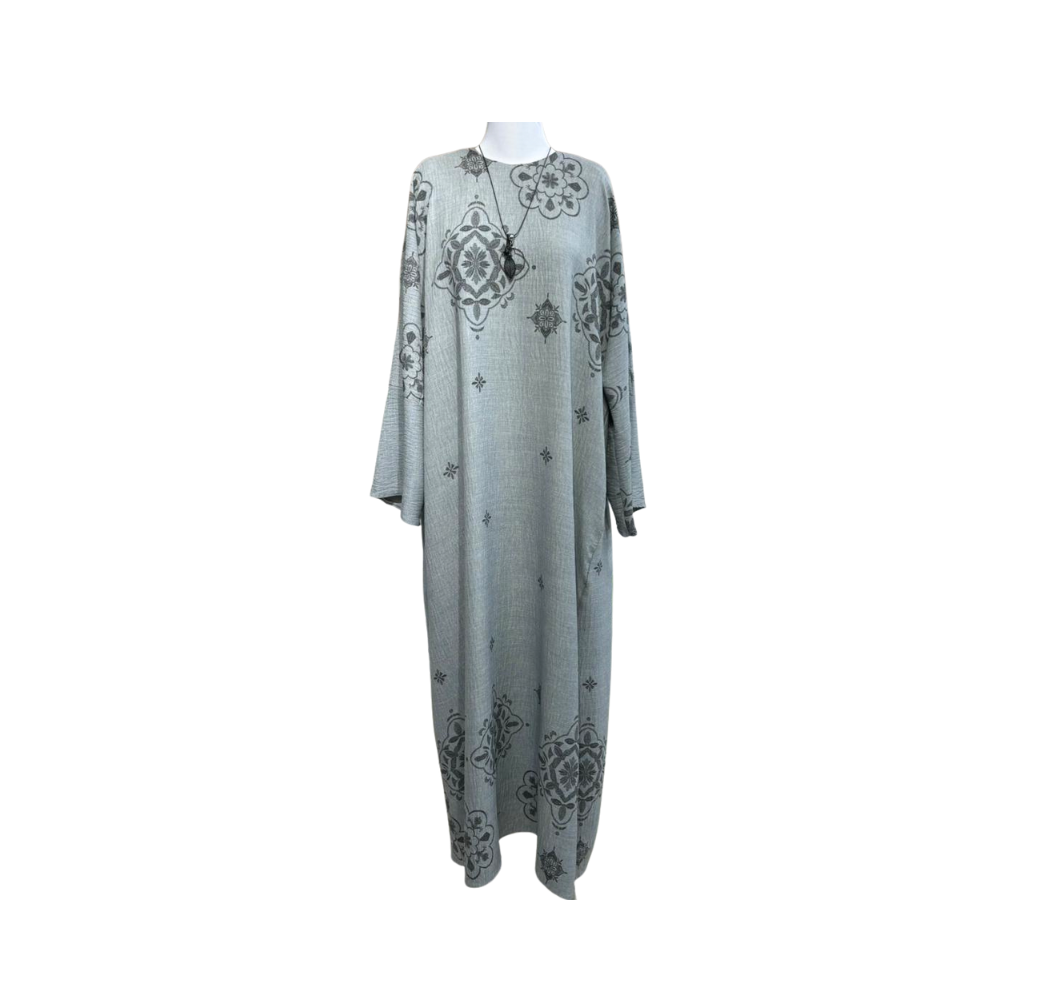 Robe Longue Femmes avec Motifs Gris – Bahdja Boutique