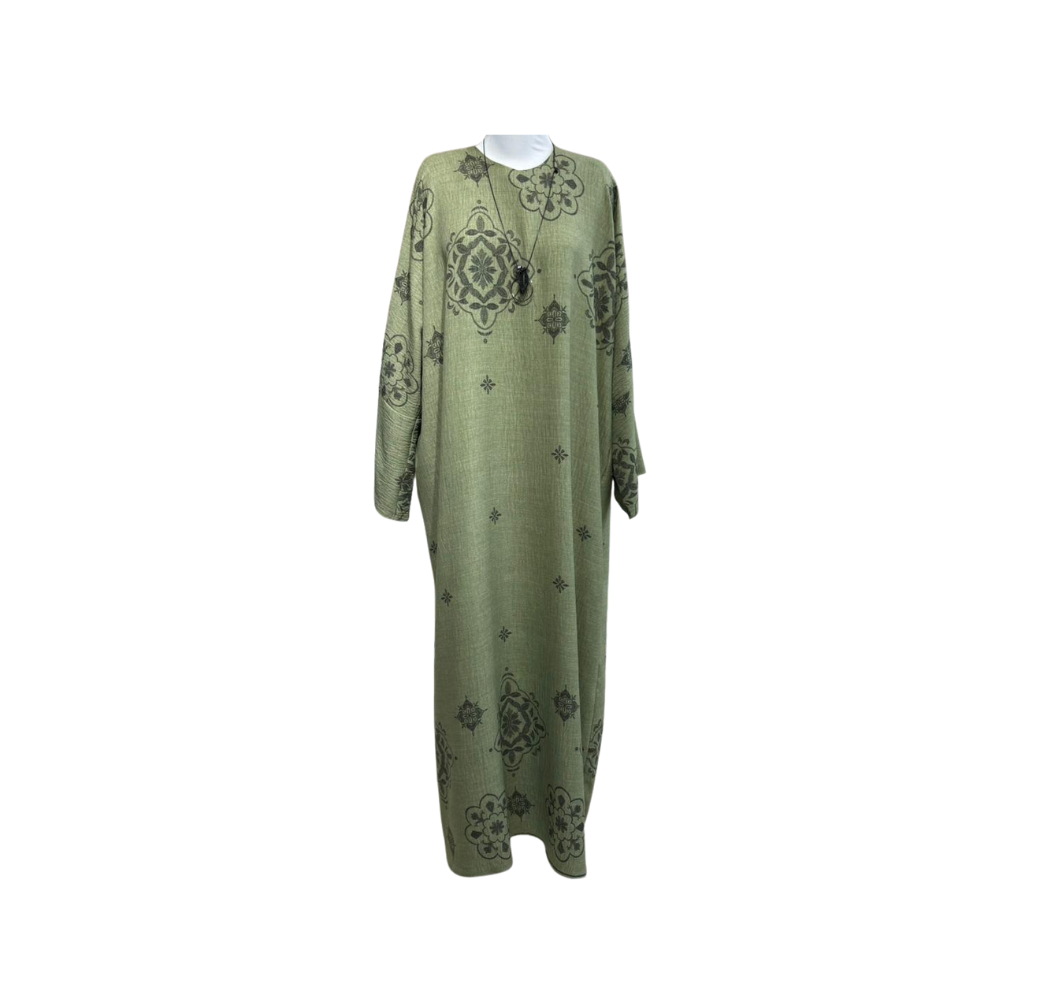 Robe Longue Femmes avec Motifs vert – Bahdja Boutique