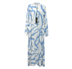 Robe Longue Femmes avec Boutons et Motifs Bleu – Bahdja Boutique