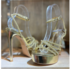 Escarpin à strass doré talon aiguille – Les Jolies Shoes