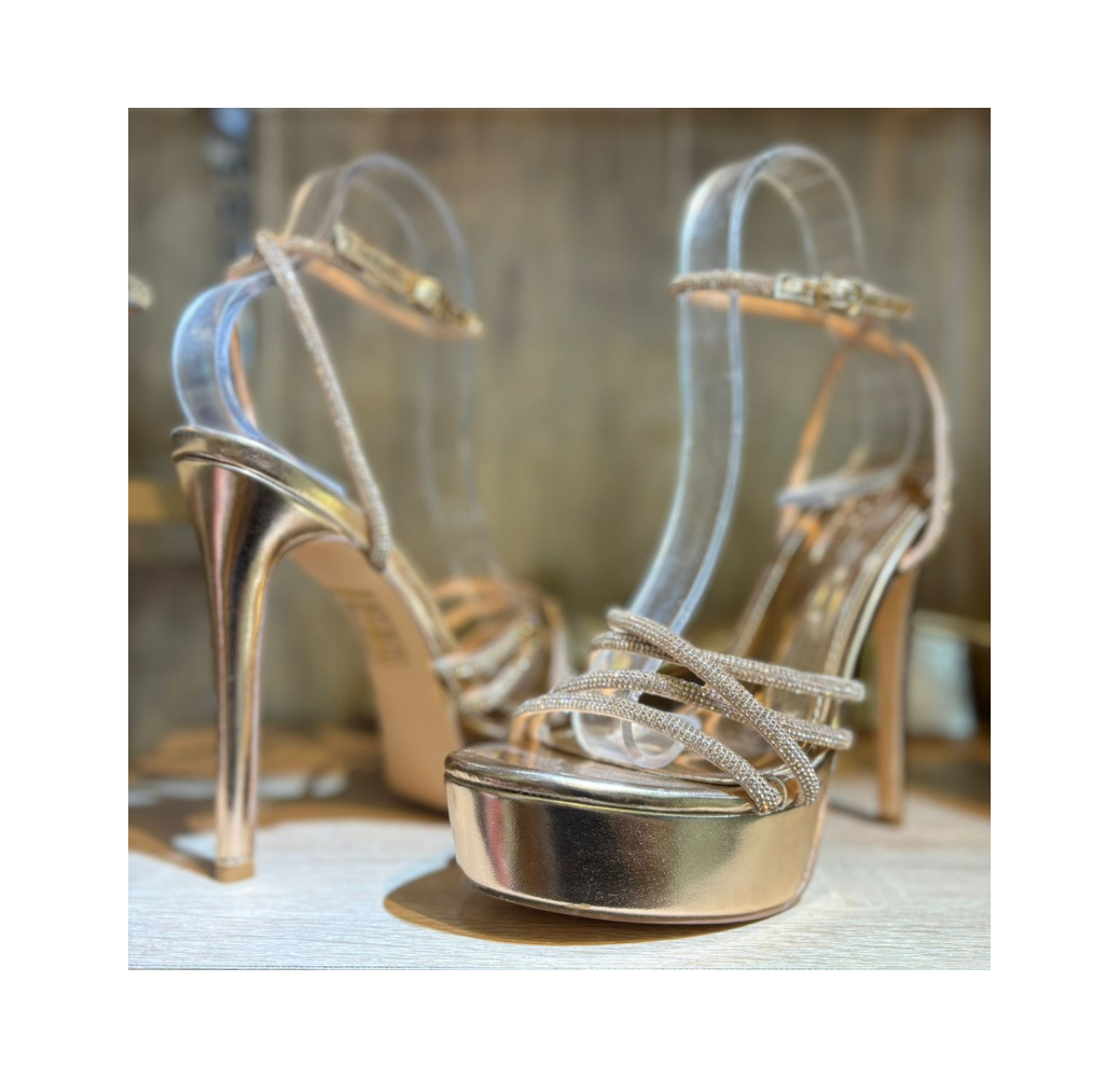 Escarpin à strass bronze talon aiguille – Les Jolies Shoes