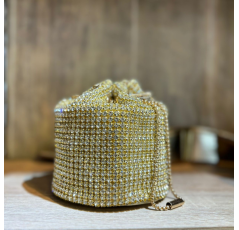 Pochette ronde à strass doré femme – Les Jolies Shoes