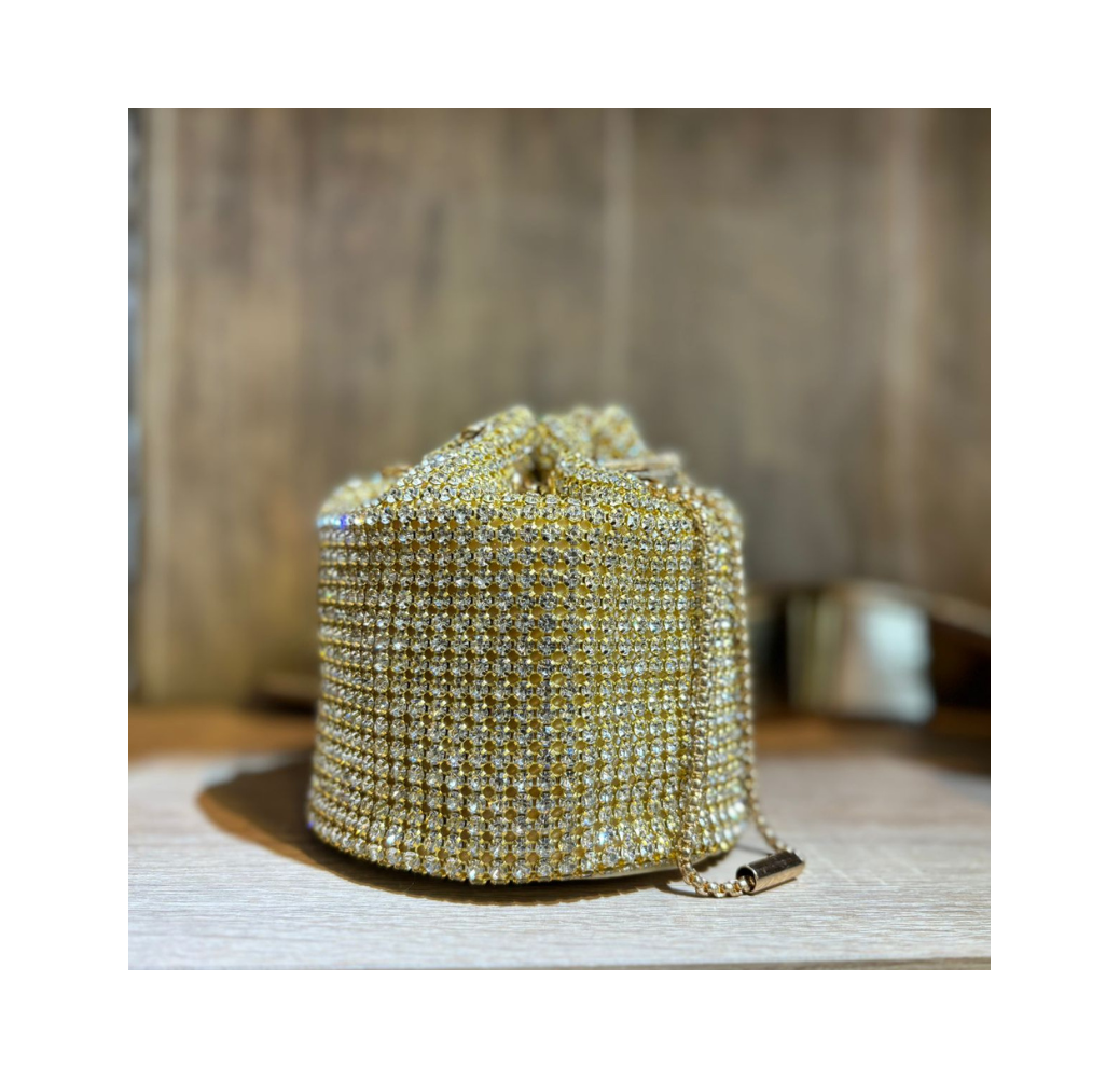 Pochette ronde à strass doré femme – Les Jolies Shoes