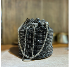 Pochette ronde à strass noir femme – Les Jolies Shoes