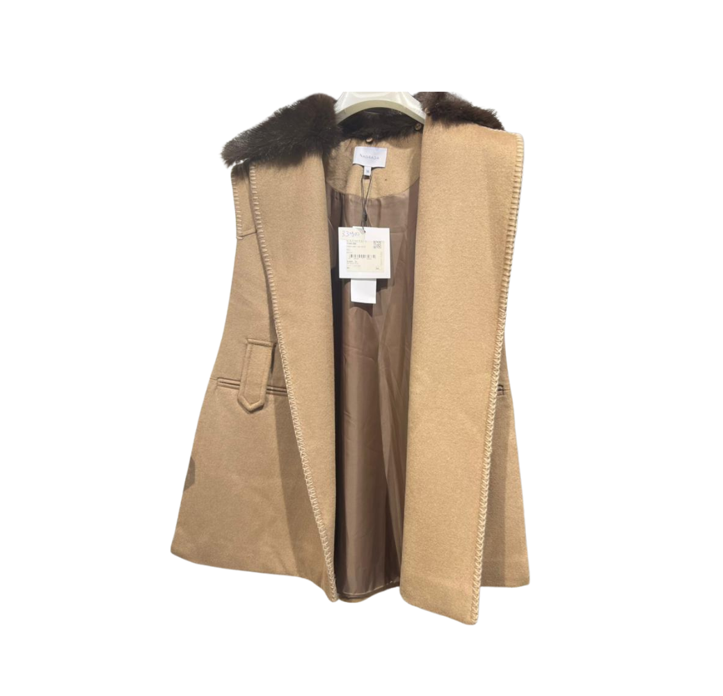 Gilet d’hiver avec fourrure beige