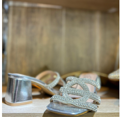 Mules argenté à strass femme – Les Jolies Shoes