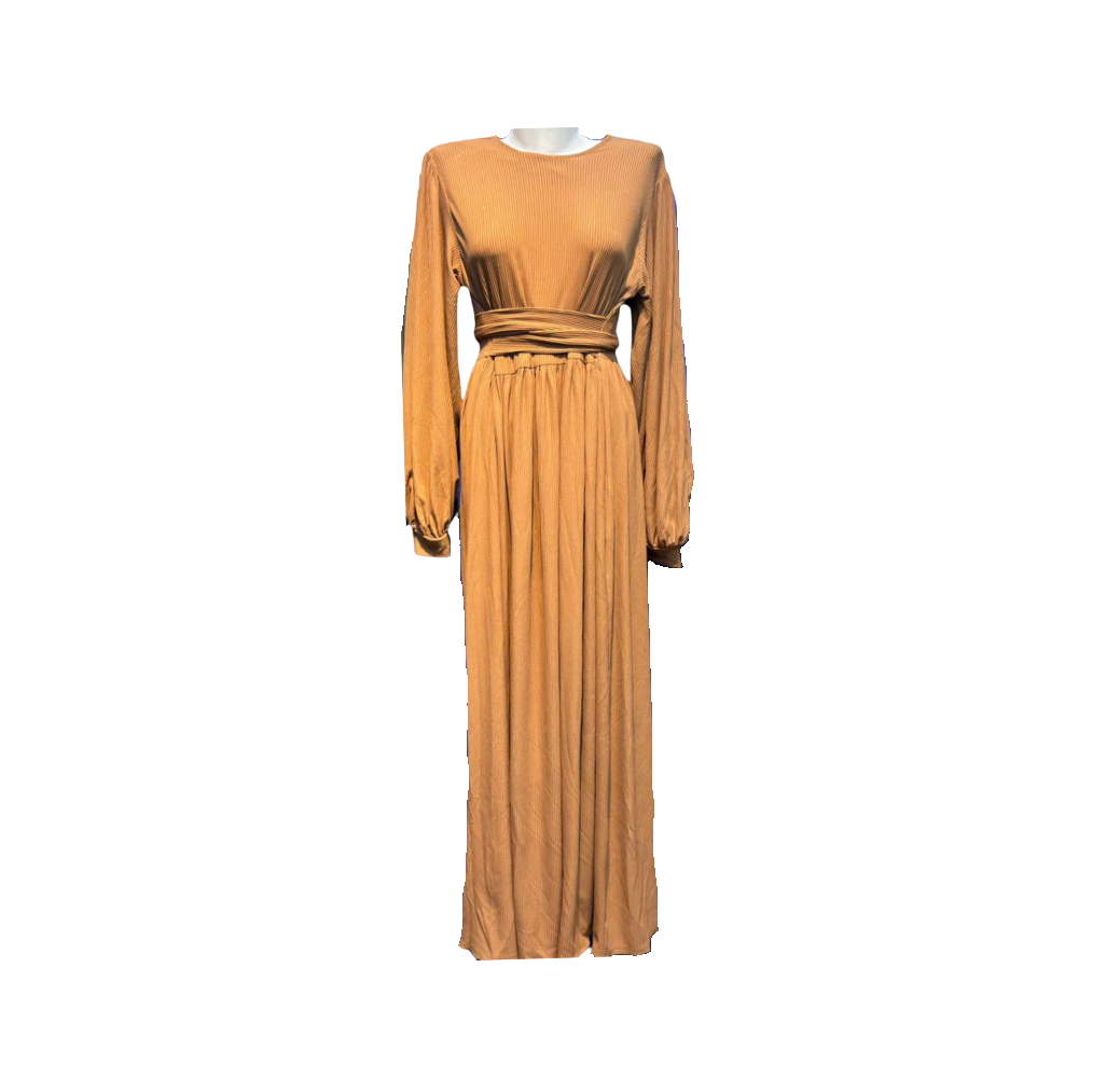 Hijab de sortie femme avec ceinture long marron – Boutique Aidoo