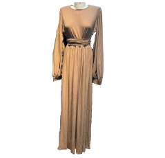 Hijab de sortie femme avec ceinture long taupe – Boutique Aidoo