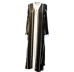 Robe abaya de sortie femme noir et blanc – Boutique Aidoo