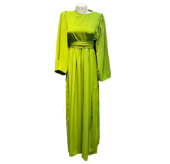 Hijab de sortie femme vert pistache avec ceinture long – Boutique Aidoo