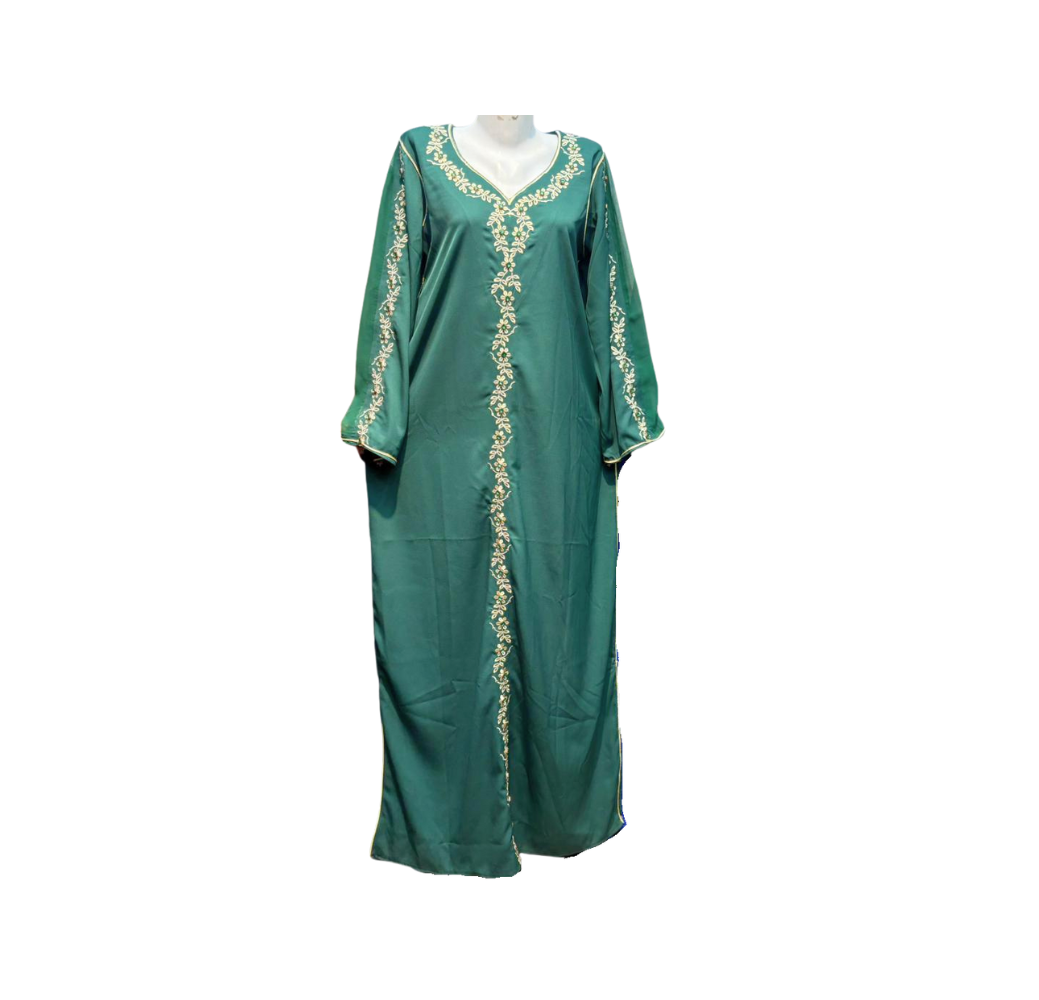 Robe d'intérieur verte avec broderie – Boutique Aidoo
