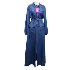 Robe longue en jean bleu avec poches femme – Boutique Bahdja
