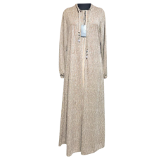 Robe longue imprimé beige à fermeture éclair – Boutique Bahdja