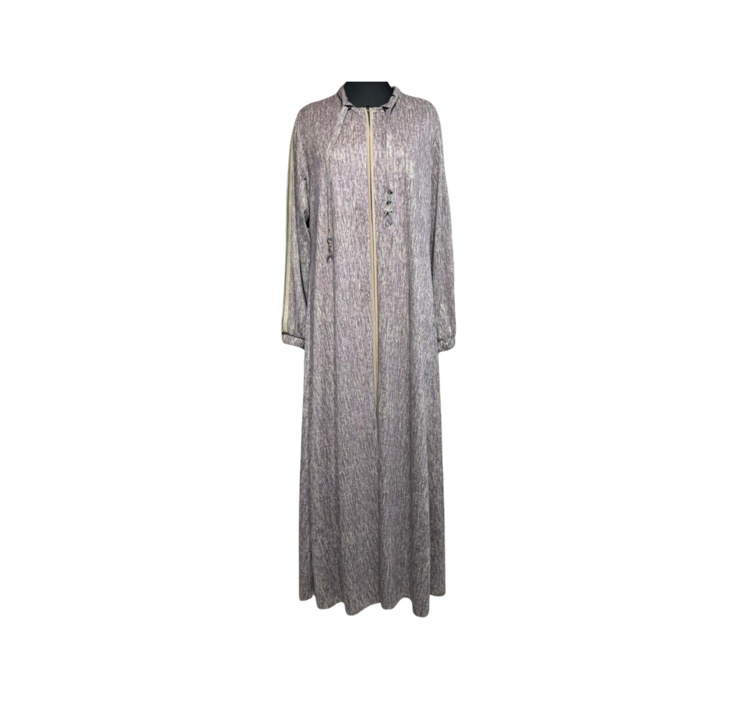 Robe longue imprimé violette à fermeture éclair – Boutique Bahdja