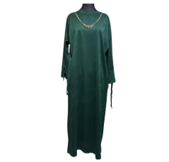 Robe longue drapée plissée vert bouteille – Boutique Bahdja