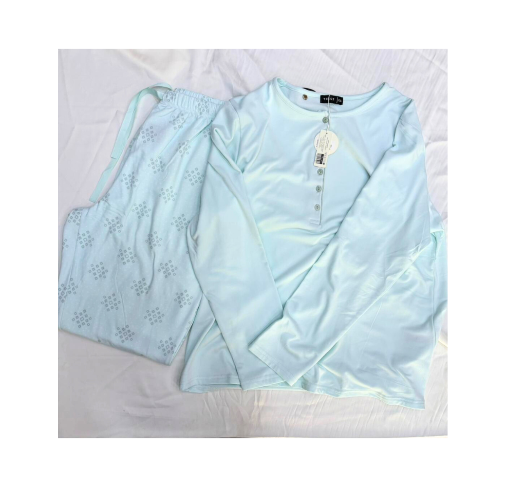 Ensemble Deux Pièces Pyjama Femme Bleu – Reve d’Elle