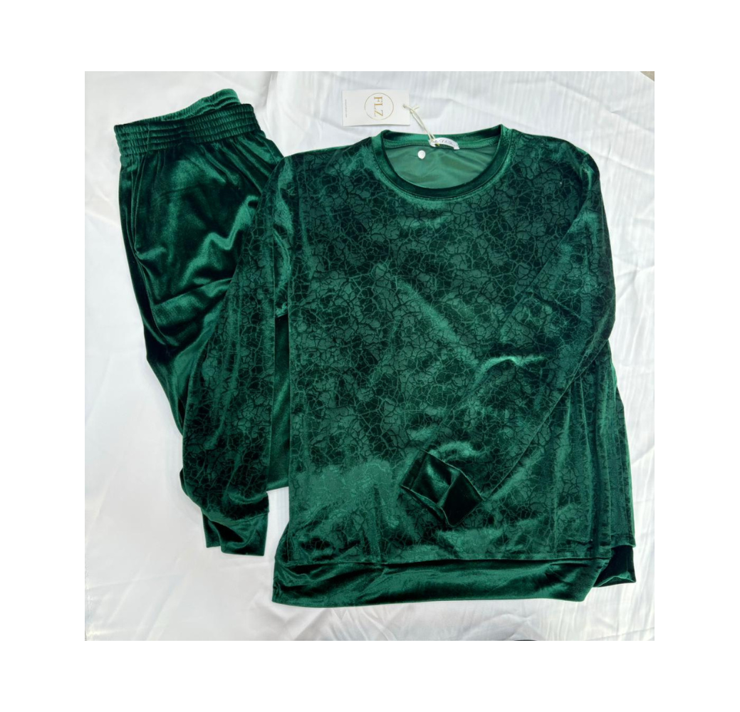 Ensemble Deux Pièces Pyjama Femme Vert – Reve d’Elle