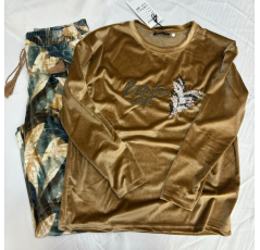 Ensemble Deux Pièces Pyjama Femme Moutarde – Reve d’Elle