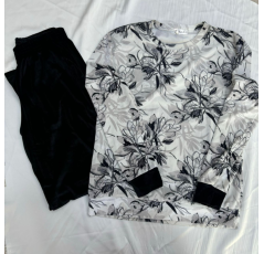 Ensemble Deux Pièces Pyjama Femme Imprimé Noir et Blanc – Reve d’Elle