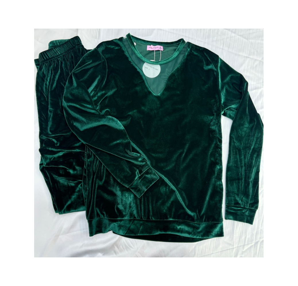 Ensemble Deux Pièces Pyjama Femme Vert – Reve d’Elle