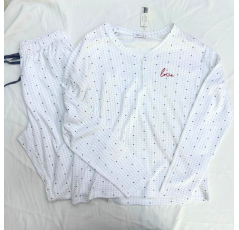 Ensemble Deux Pièces Pyjama Love à Points Blanc – Reve d’Elle