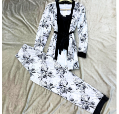 Ensemble Trois Pièces Pyjama Imprimé Noir et Blanc – Reve d’Elle