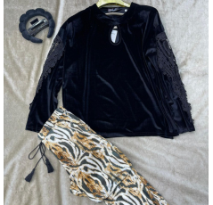 Ensemble Deux Pièces Pyjama Noir Tigré – Reve d’Elle