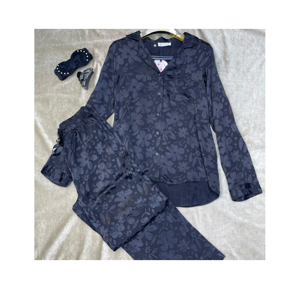 Ensemble Deux Pièces Pyjama Imprimé Gris – Reve d’Elle