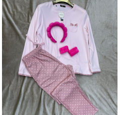 Ensemble Deux Pièces Pyjama Rose avec motif – Reve d’Elle