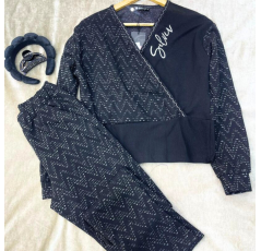 Ensemble Deux Pièces Pyjama Imprimé Gris et noir – Reve d’Elle