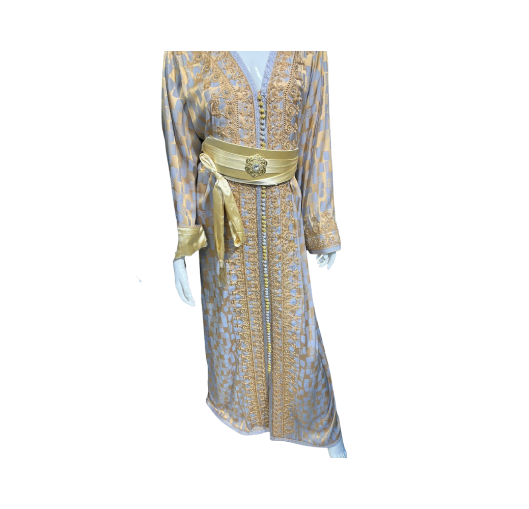 Caftan marocain bleu et doré