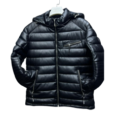 Veste noire en simili cuir (effet sky)