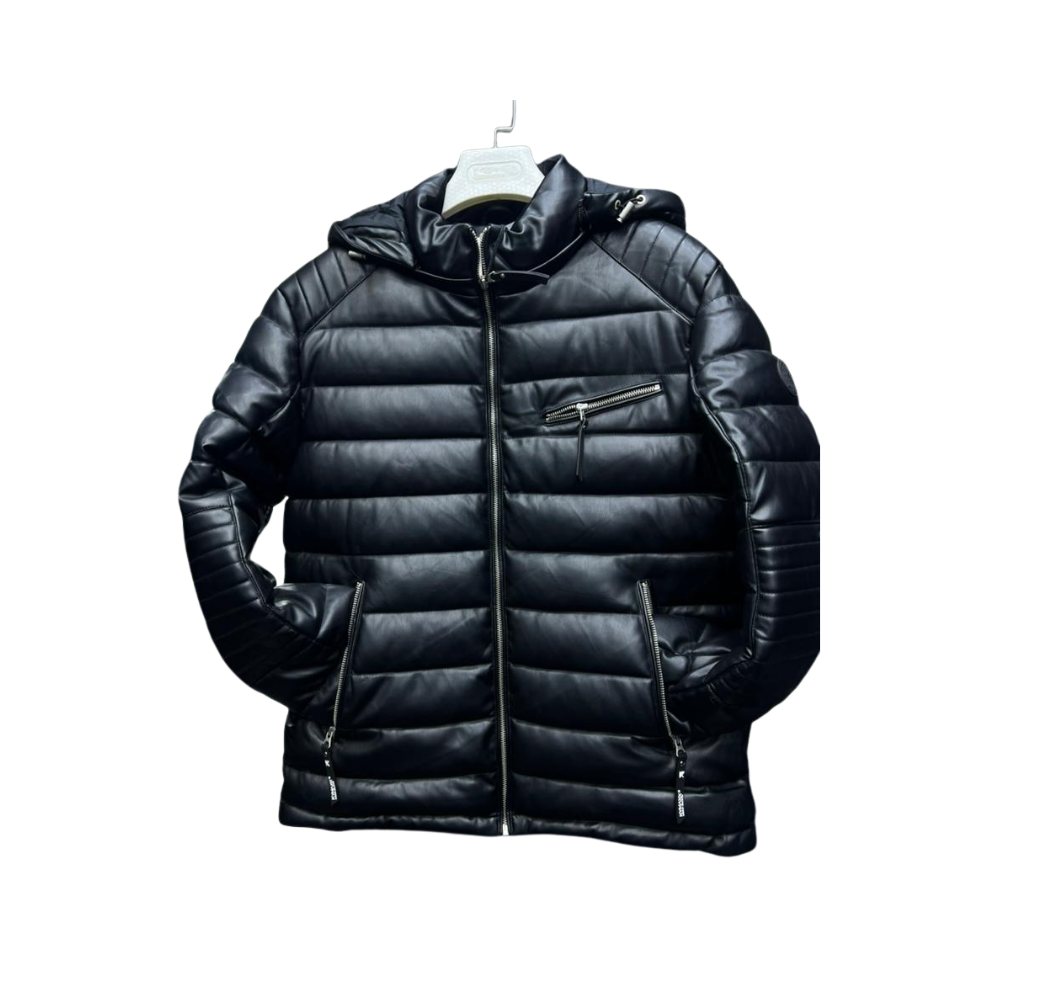 Veste noire en simili cuir (effet sky)