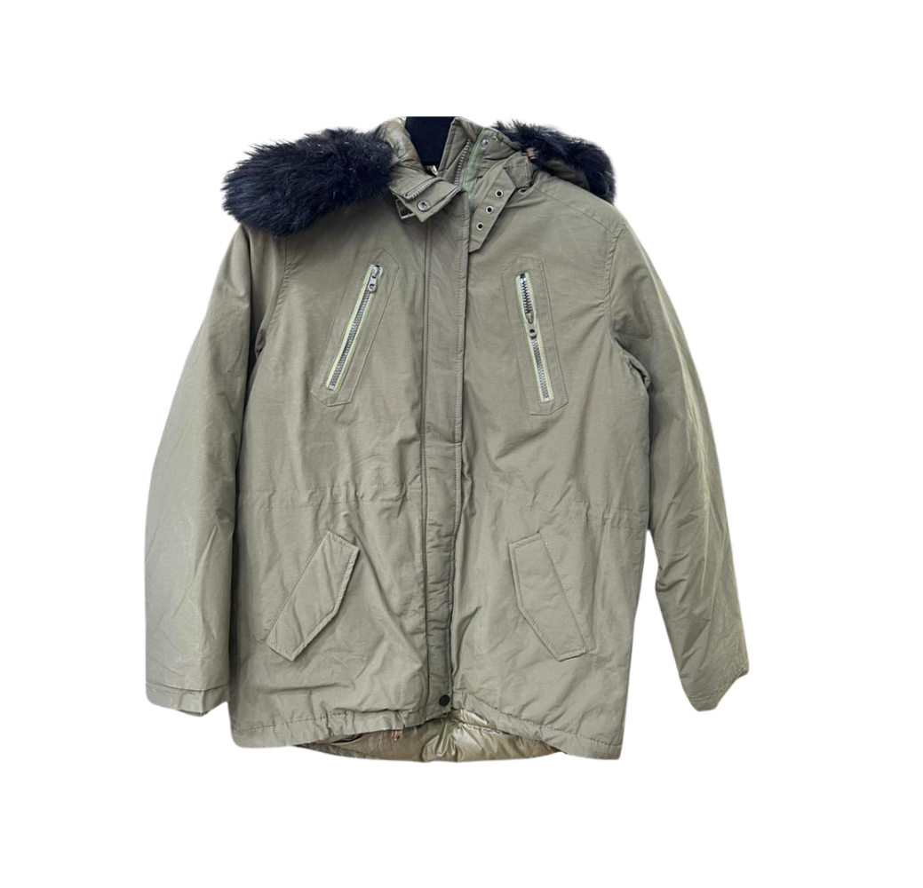 Veste vert Kaki à Col Fourrure