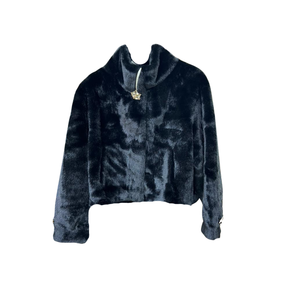 Veste Fourrure Noire Prestige