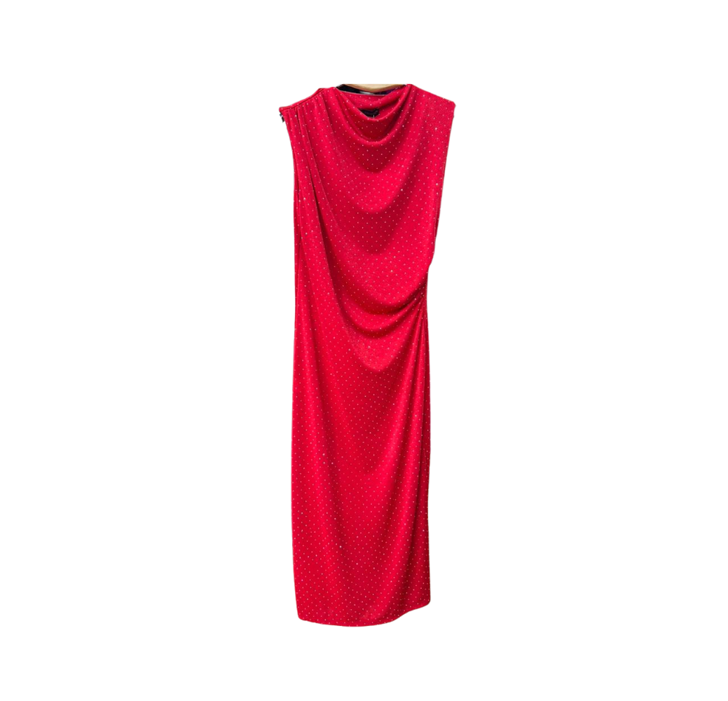 Robe moulante sans manches rouge