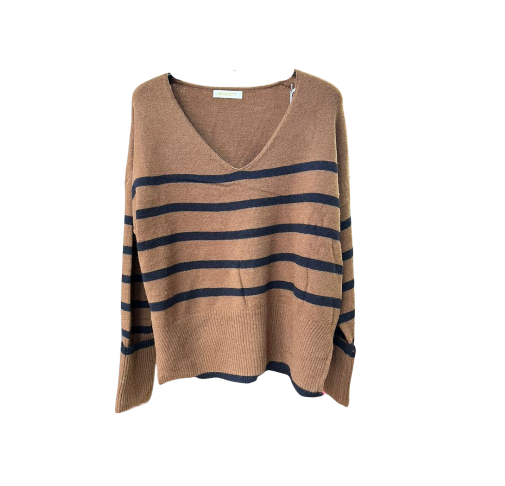 Haut marron à rayures